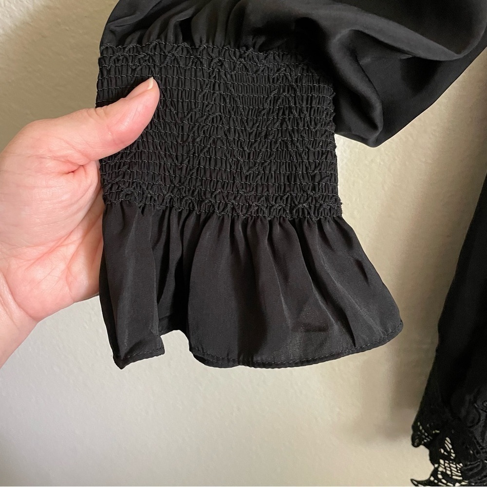 Eri + Ali Anthropologie Black Vettora Off The Shoulder Blouse Size Small - Picture 7 of 11
